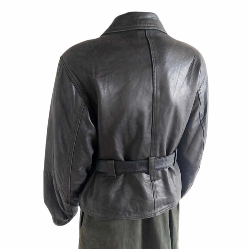 Vintage black leather biker jacket unisex, like new, size L