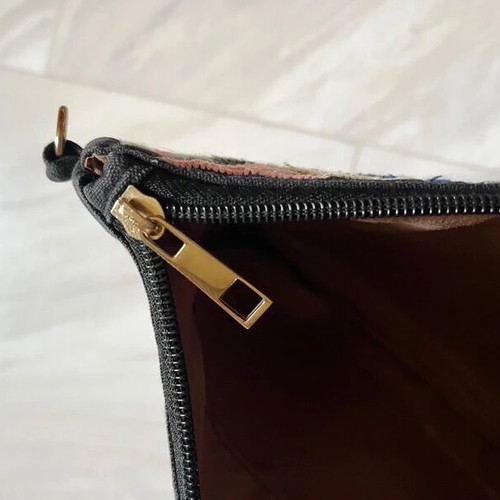 Boho Fabric Crossbody Bag Like New With Embroidered Flowers