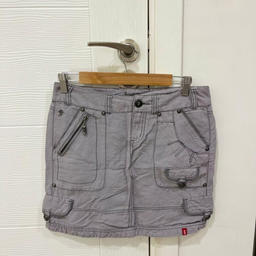 Y2K Mini Denim Cargo Skirt by EDC Esprit used, pale purple, size EU32