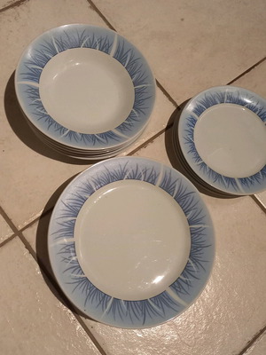 Dish set used, 6 deep, 6 flat and 3 dessert plates
