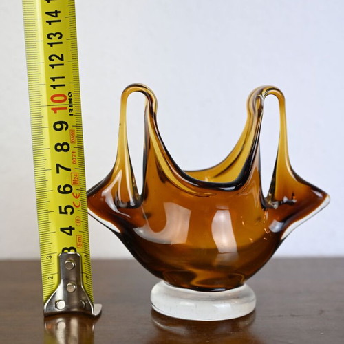 Vintage handblown art glass decoration used, amber color