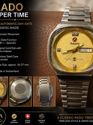 Rado Super Time vintage automatic wristwatch, 1970s