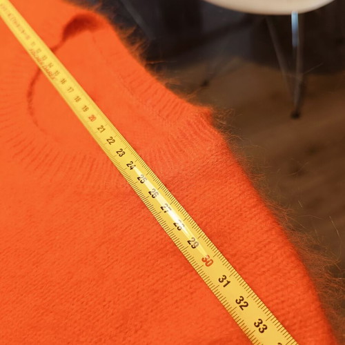 Knitted short-sleeve blouse 70% angora like new, orange, size S