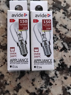 Incandescent oven light bulbs 25W E14 pack of 2 new