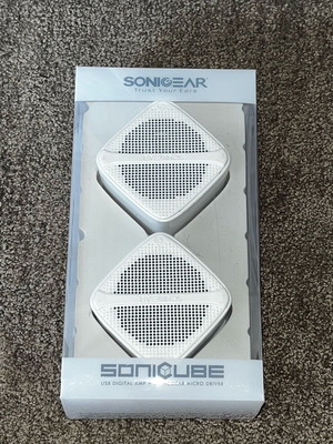Sonicube portable speakers new, white, with USB and 3.5mm jack