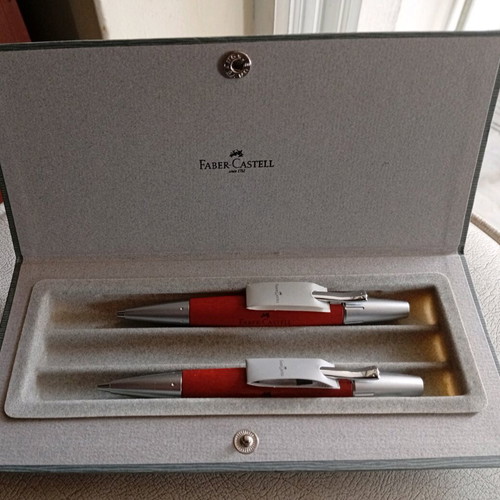 Faber-Castell E-motion Pearwood writing set new with case
