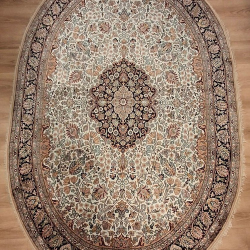 Persian oval rug used in good condition, silk and wool, handmade 2.40 x 1.60