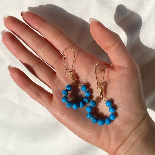Hoop earrings with haolite beads, made to order