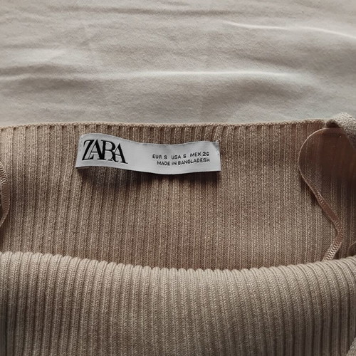 Zara beige fitted midi dress, elastic fabric