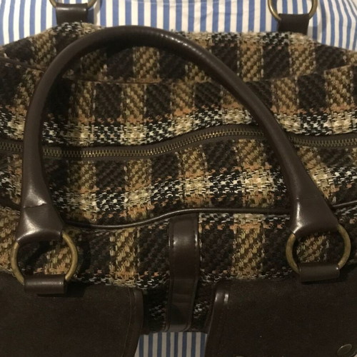 Zara Handbag like new, woven polyester with leather, beige and brown