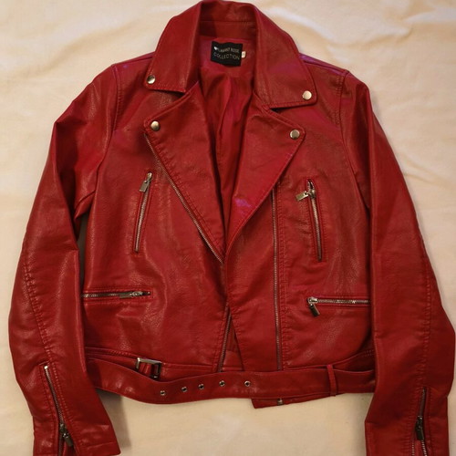 Κατακόκκινο biker jacket σαν καινούργιο, μέγεθος S/M