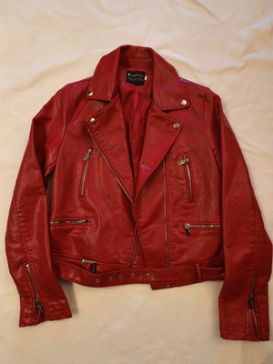 Κατακόκκινο biker jacket σαν καινούργιο, μέγεθος S/M