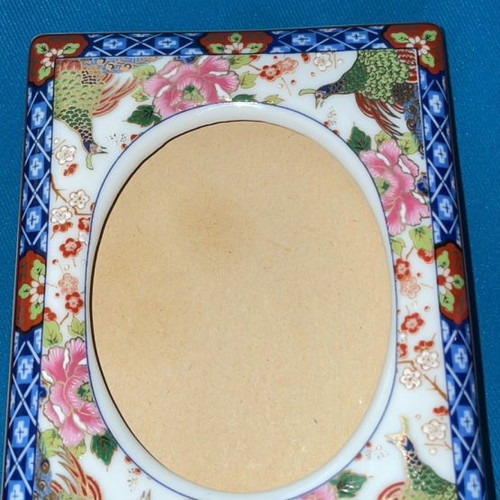 Porcelain painted frames used, set of 2 with flowers and peacocks