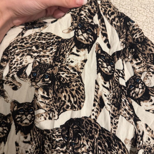 Mini dress long-sleeve with cats like new, H&M, white multicolor XS
