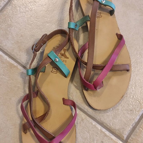 Dimopoulos leather sandals like new, multicolor, size 38