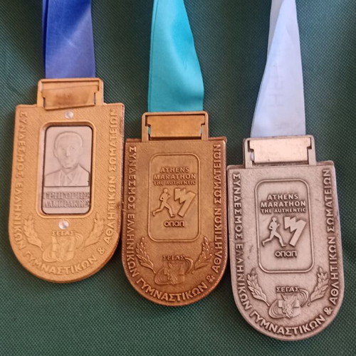 Collectible Full Set of 3 Athens Authentic Marathon Medals 2016, like new