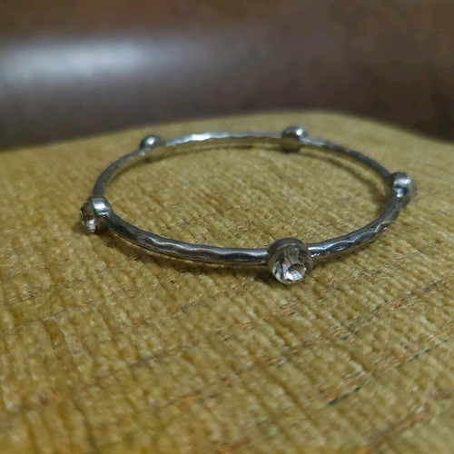Silver bracelets set of 3 like new with stones and glitter
