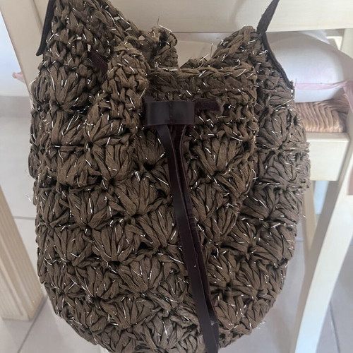 Straw shoulder bag used, brown