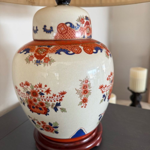 Ceramic table lamp porcelain with handmade floral designs like new