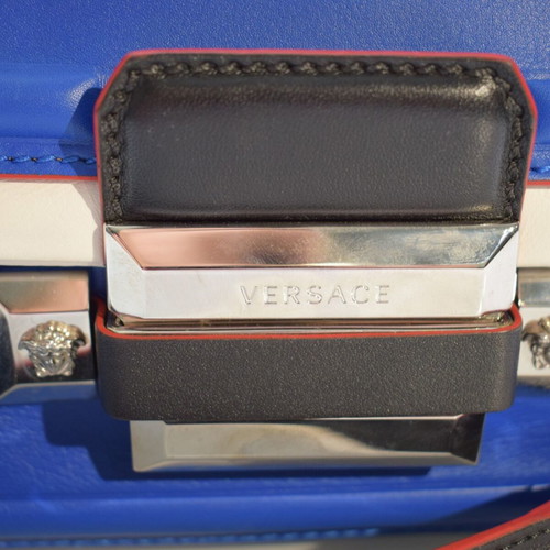 Versace tricolor leather shoulder bag with Medusa metal logo
