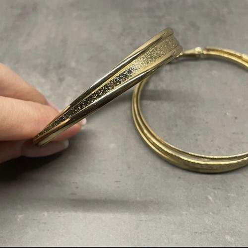 Y2K golden hoop earrings Jewelor like new, triple hoop effect