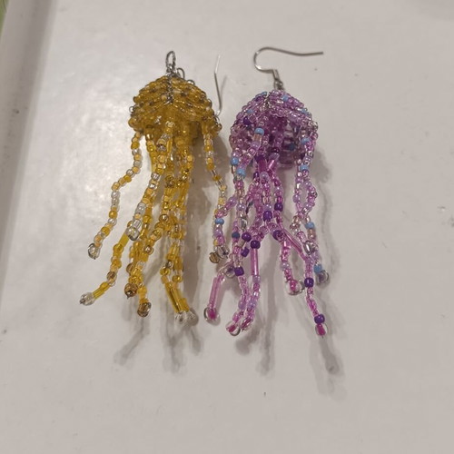 Handmade beaded jellyfish earrings made to order multicolor