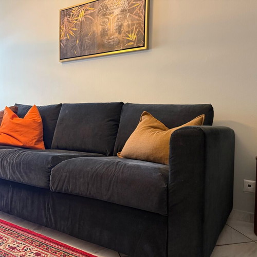 Vimle IKEA three-seater sofa used, dark blue washable covers