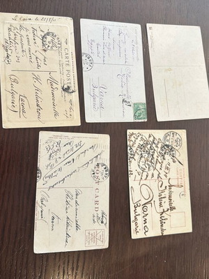 Postcards used, period 1900, pack of 5