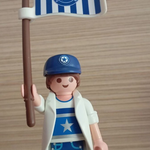 Playmobil Atromitos football fan figure with flag and cap