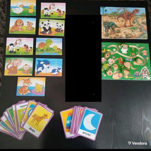 Children's puzzle cards used, without boxes