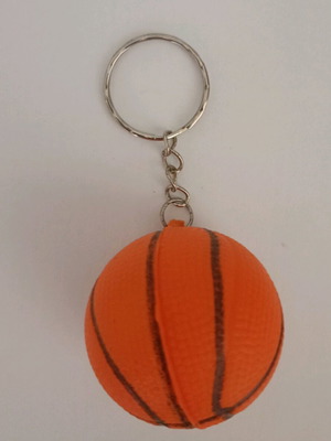 Basketball keychain made of soft foam, like new, orange