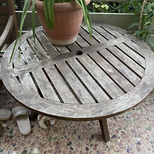 Wooden garden furniture set used, 4 pieces