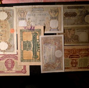Λοτ απο Γαλλία,Ιταλία,Κίνα και Σερβία.8 χαρτονομίσματα του 1926 εως το 1943.Κοίτα στην περιγραφή