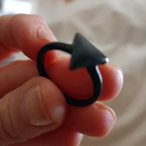 Black ring with triangle like new, medium size