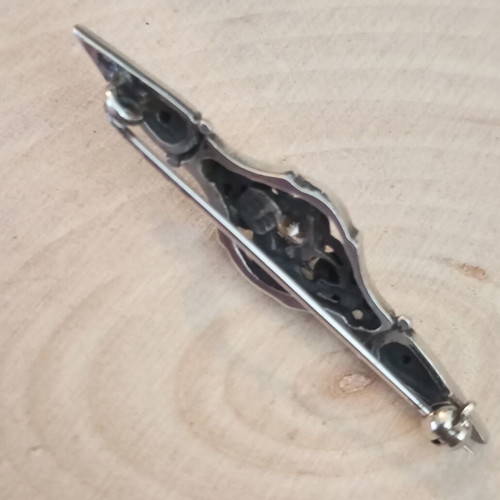 Silver-gold pin 925 585 with crystal vintage like new length 5cm