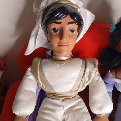 Vintage Disney Aladdin Mattel plush doll set 1993 used, Prince Ali & Jasmine