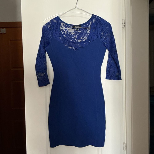 Bershka dress blue like new, cotton, elastane and polyester