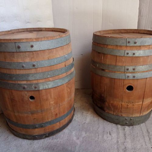 Wooden wine barrels used, 55 liters and 42 liters