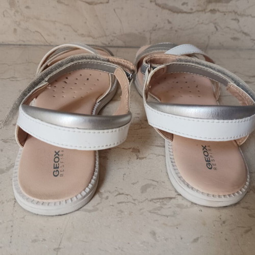 Geox sandals size 34 like new, white and silver leather