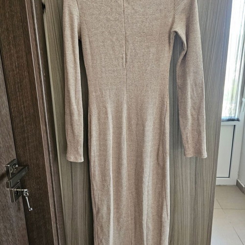 Bershka midi ribbed beige dress like new