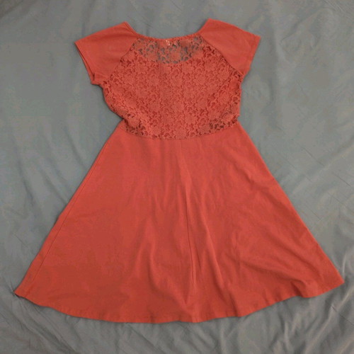 Aniston midi dress coral with lace, like new, size M