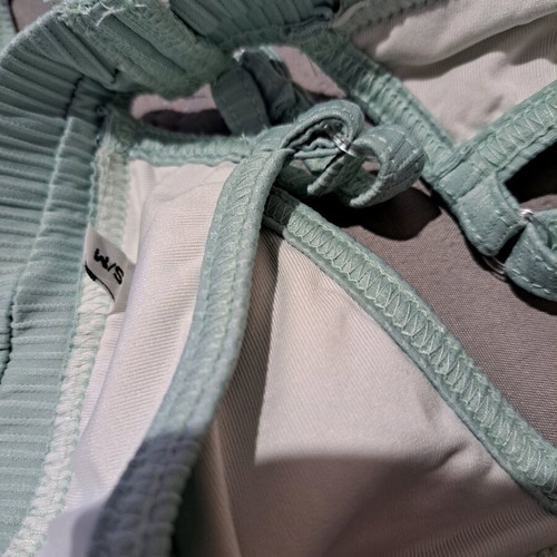Mint bikini set with ribbed texture, triangle top and high-waisted slip, like new, size S/M