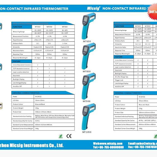 Laser thermometer MT-650 new from -50°C to 650°C with type K thermocouple
