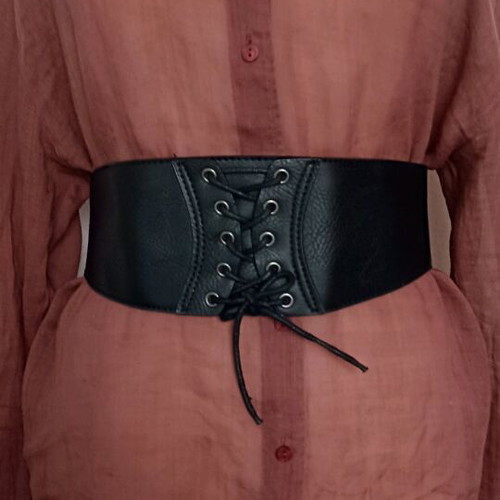 Corset belt like new, black with lace-up detail