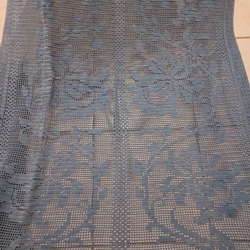 Handmade curtain for balcony door 250x110 blue raffia like new