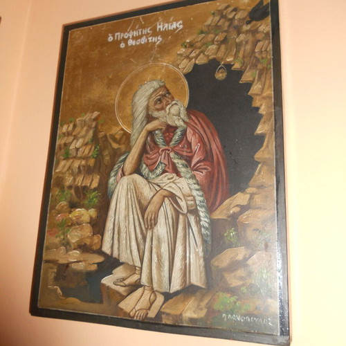 Prophet Elias icon used, Pantelis Panopoulos, oil on wood