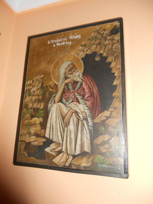 Prophet Elias icon used, Pantelis Panopoulos, oil on wood