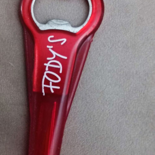 Bottle opener church key used, red FODY'S