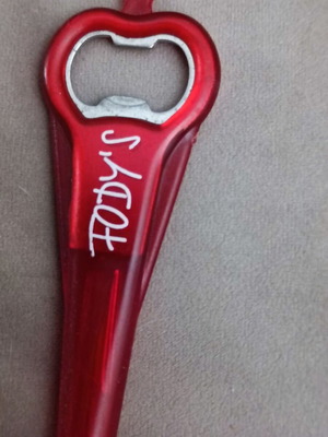 Bottle opener church key used, red FODY'S