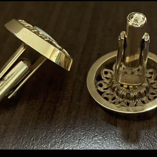 Anson vintage men's cufflinks and tie pin set gold 1970s like new